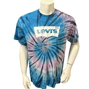 Levi’s Men’s T-Shirt Blue Purple Tie-Dye Logo Short Sleeve L